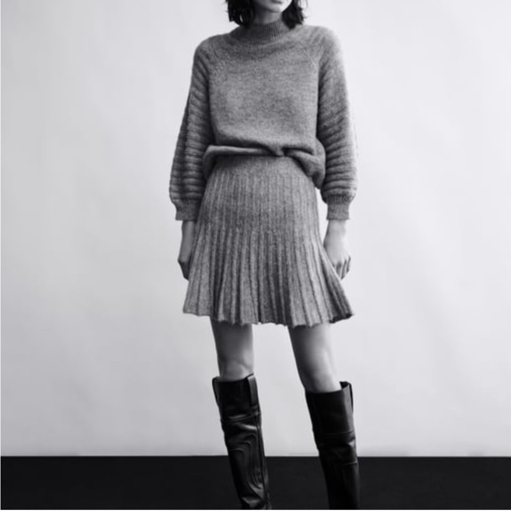 Zara Wool Pleated Mini Skirt